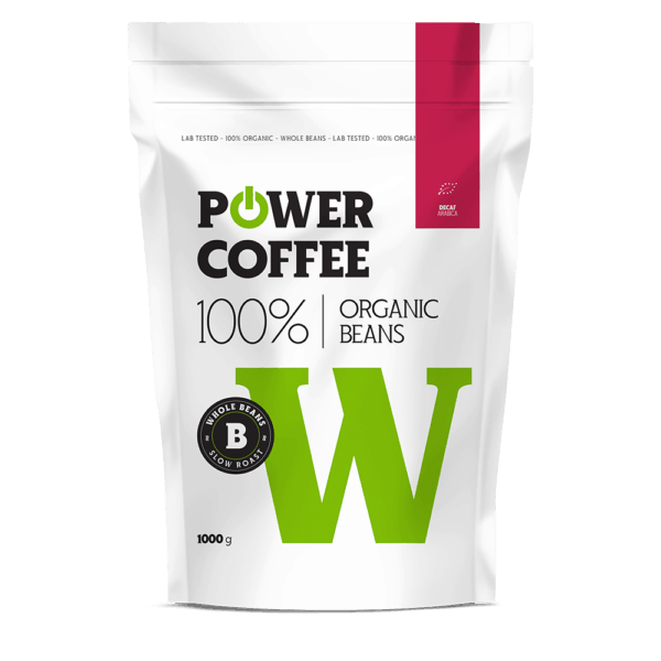 Power Coffee Decaf Arabica BIO 1000 g Bezkofeínová káva • POWERLOGY