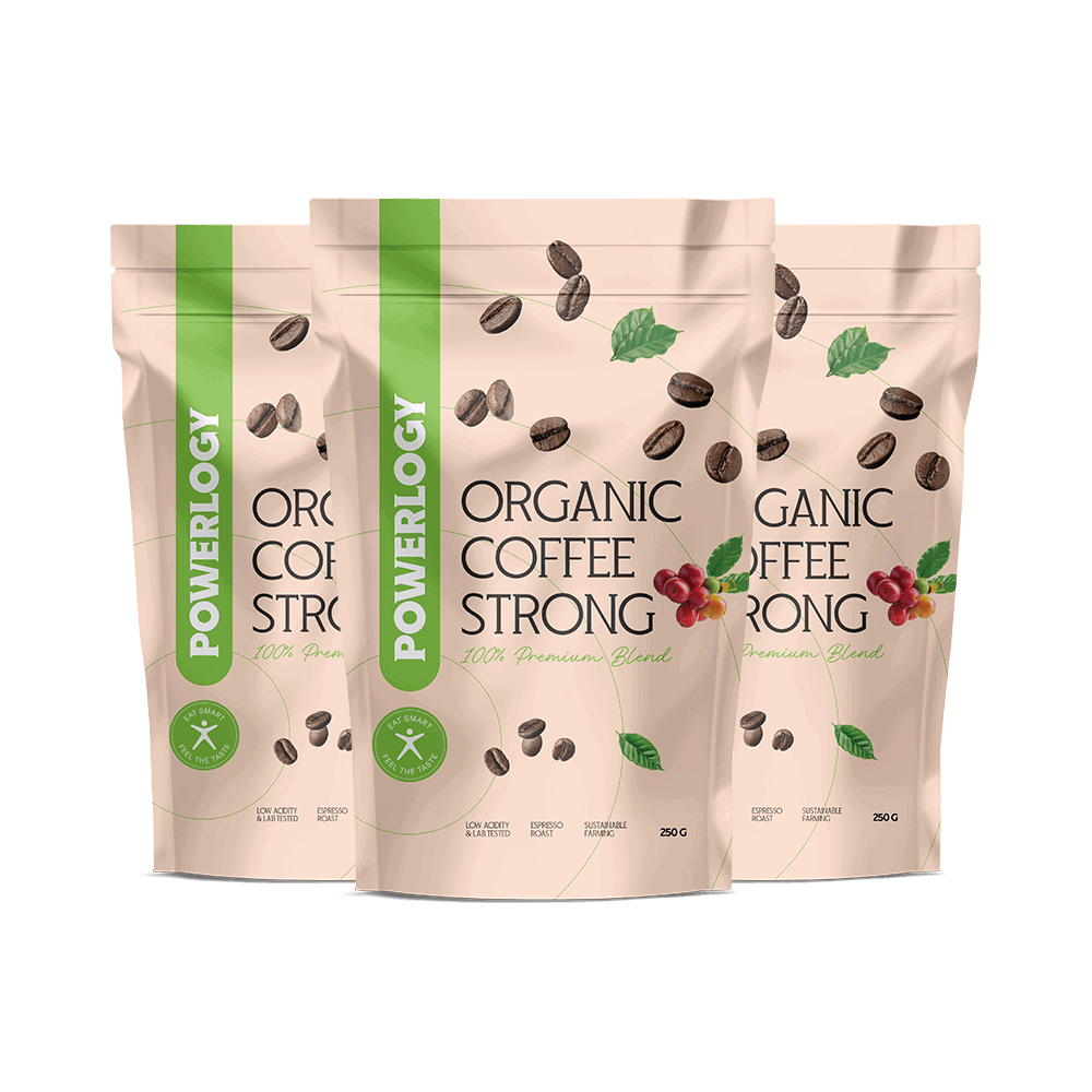 Levně Powerlogy Organic Coffee Strong 250&nbsp;g Triple&nbsp;Pack