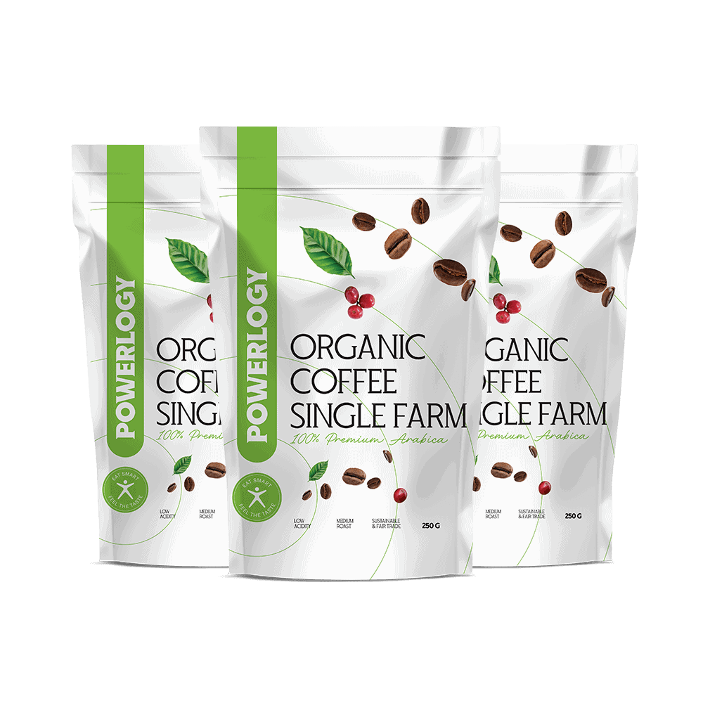 Levně Powerlogy Organic Coffee 250&nbsp;g Triple&nbsp;Pack