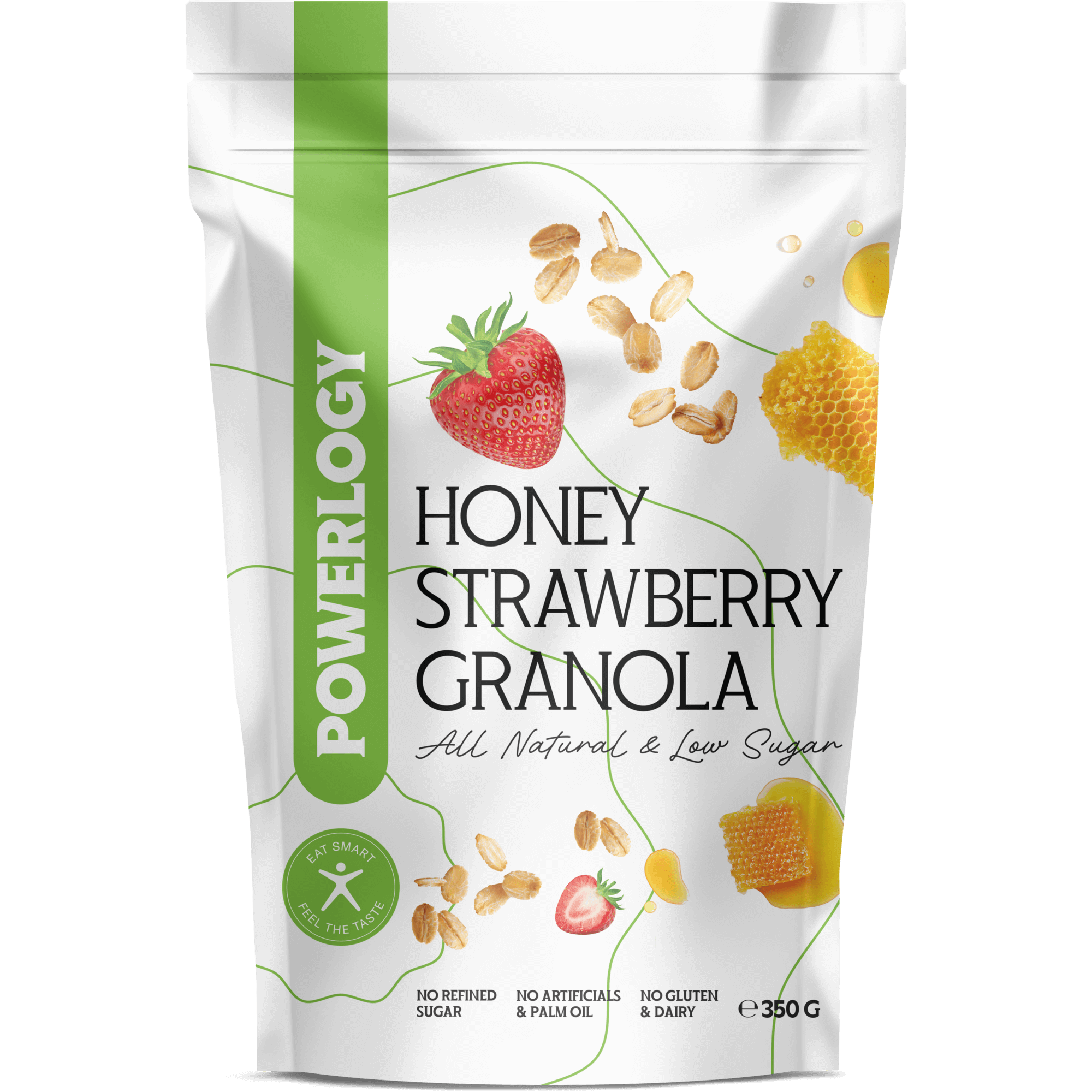 Levně Powerlogy Honey Strawberry Granola 350&nbsp;g