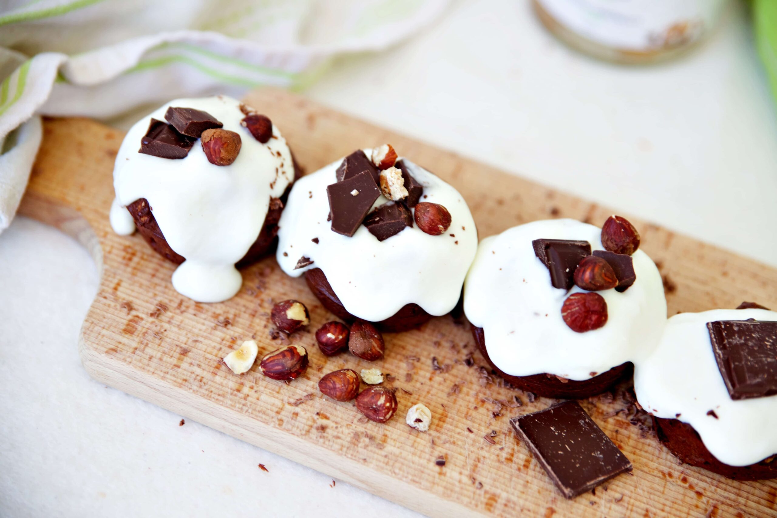 Extra chocolatey muffins with a cream topping