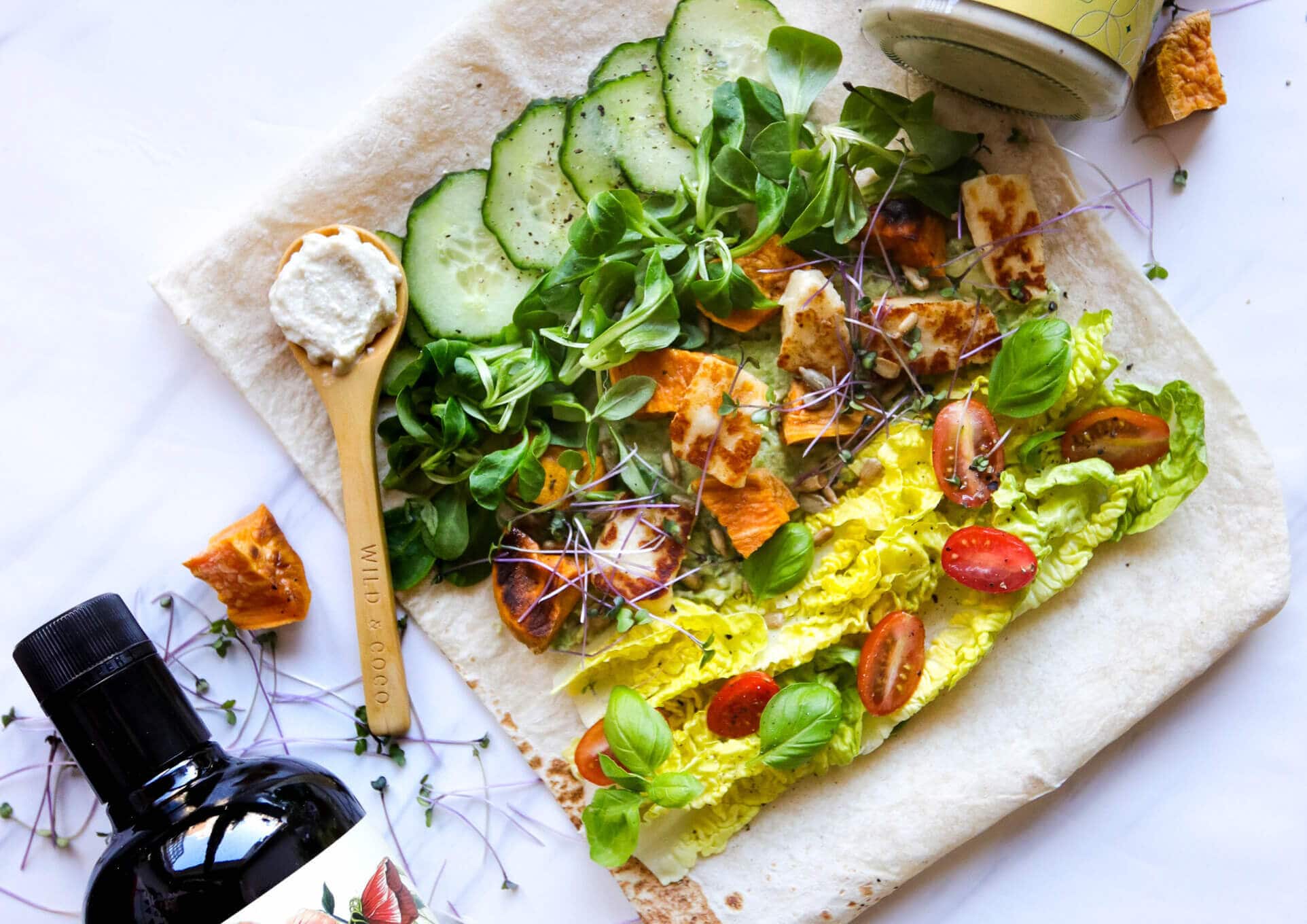 Green Power wrap with avocado mayo