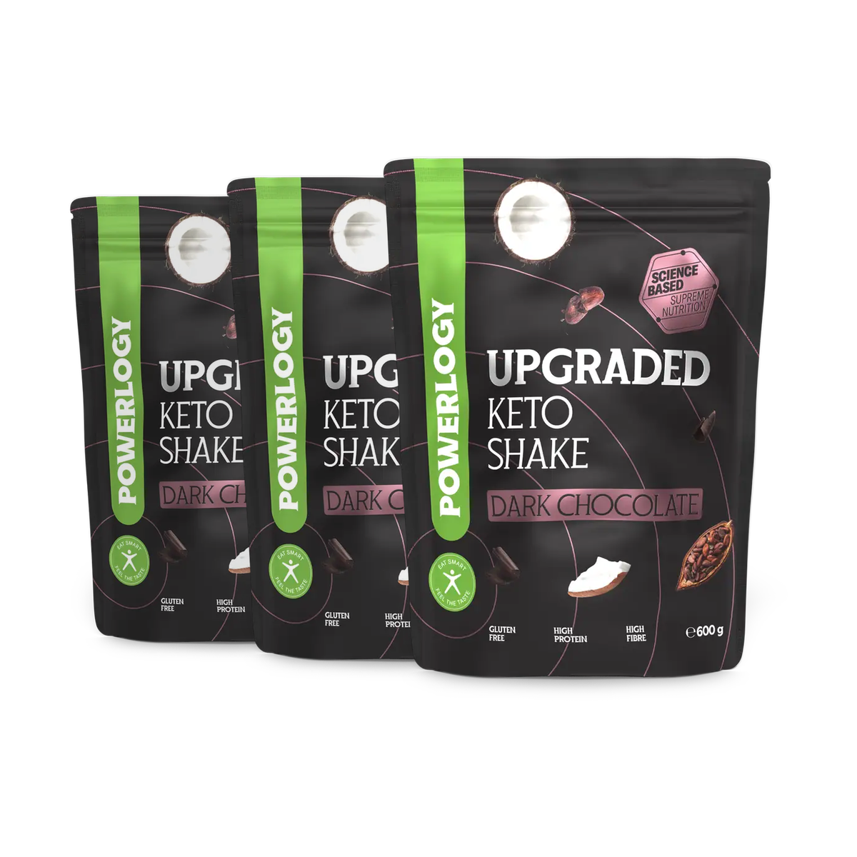 Powerlogy Upgraded Keto Shake Dark Chocolate 3 x 600 g