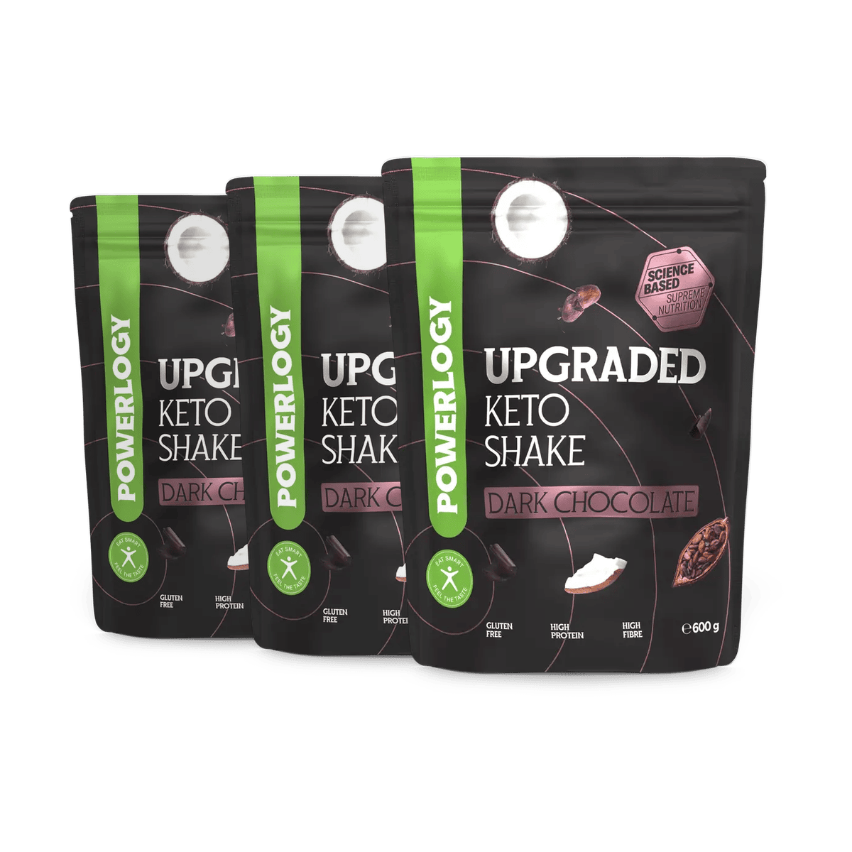 Powerlogy Upgraded Keto Shake Dark Chocolate 3 x 600 g