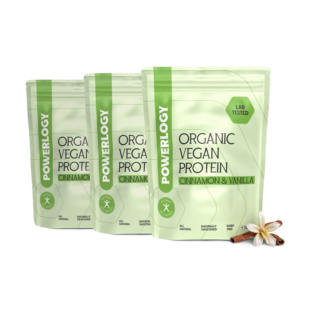 Powerlogy Organic Vegan Protein Cinnamon & Vanilla 3 x 500 g