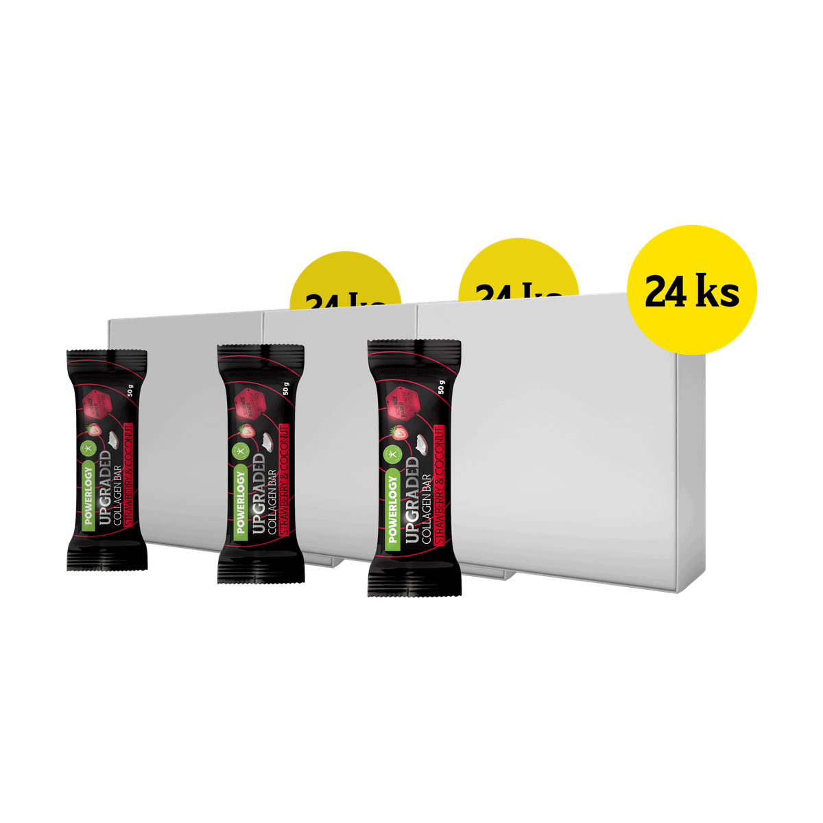 Powerlogy Upgraded Collagen Bar Strawberry 3 x 24 x 50 g