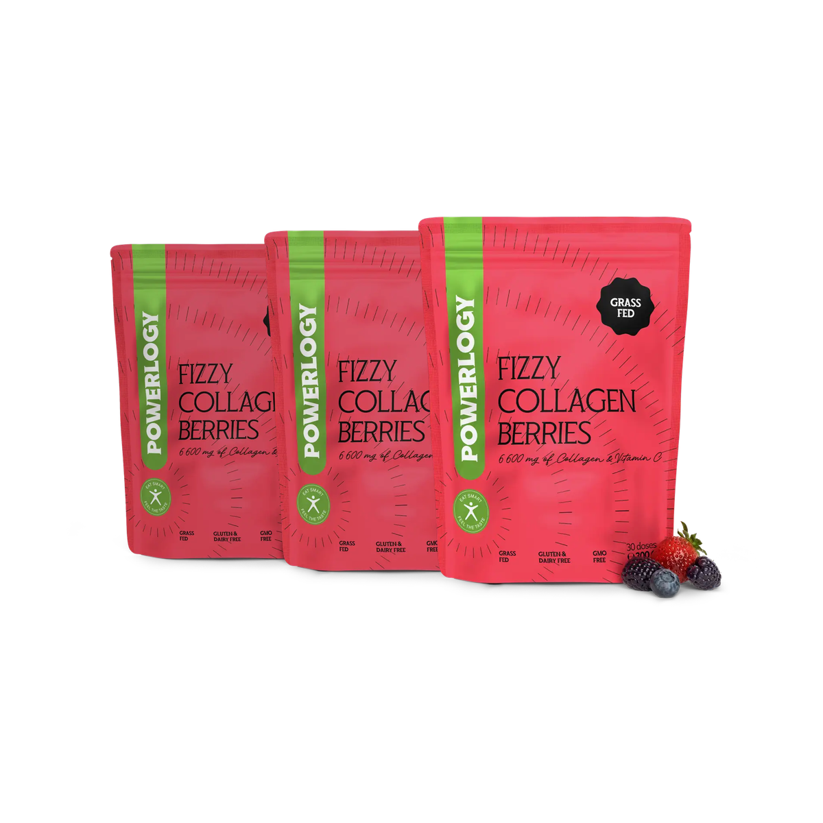 Powerlogy Fizzy Collagen Berries 3 x 300 g