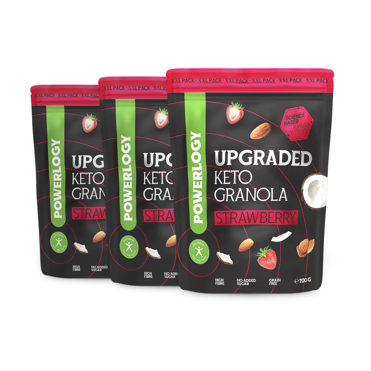 Powerlogy Upgraded Keto Granola Strawberry 3 x 700 g