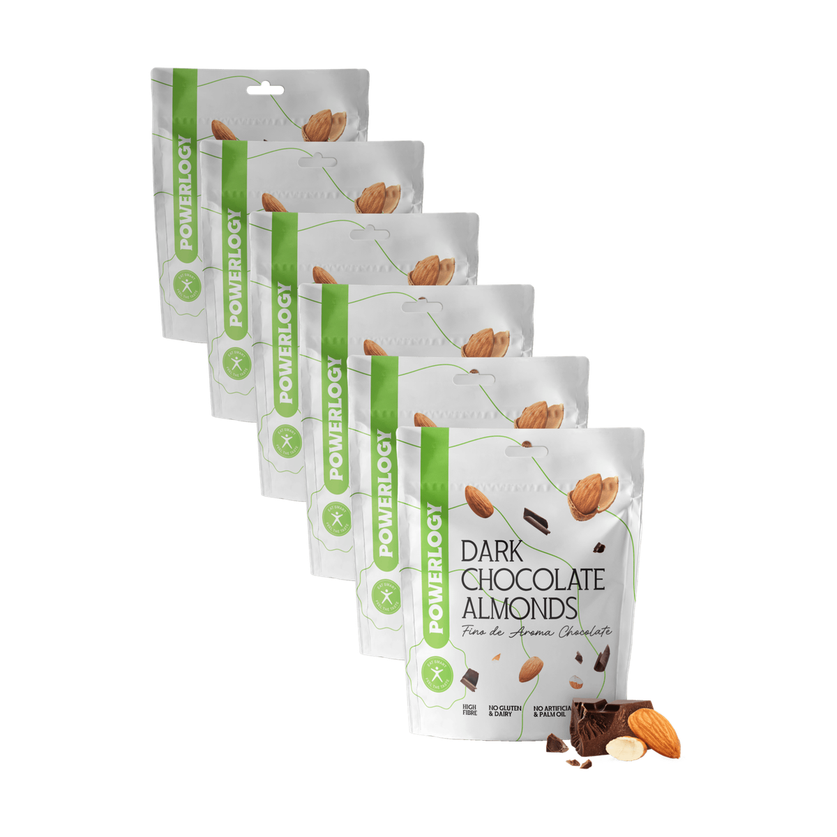 Powerlogy Dark Chocolate Almonds 6 x 100 g