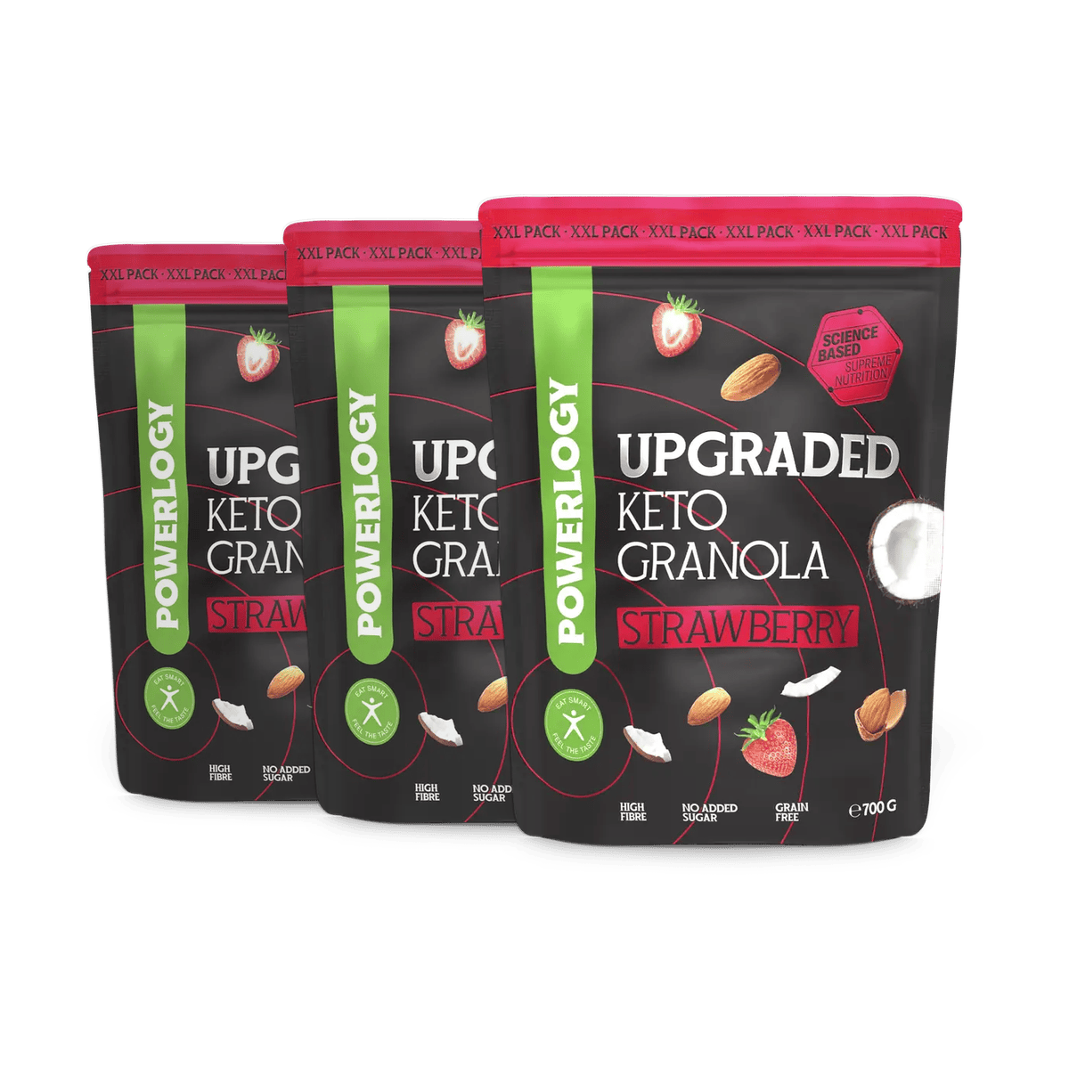 Powerlogy Upgraded Keto Granola Strawberry 3 x 700 g
