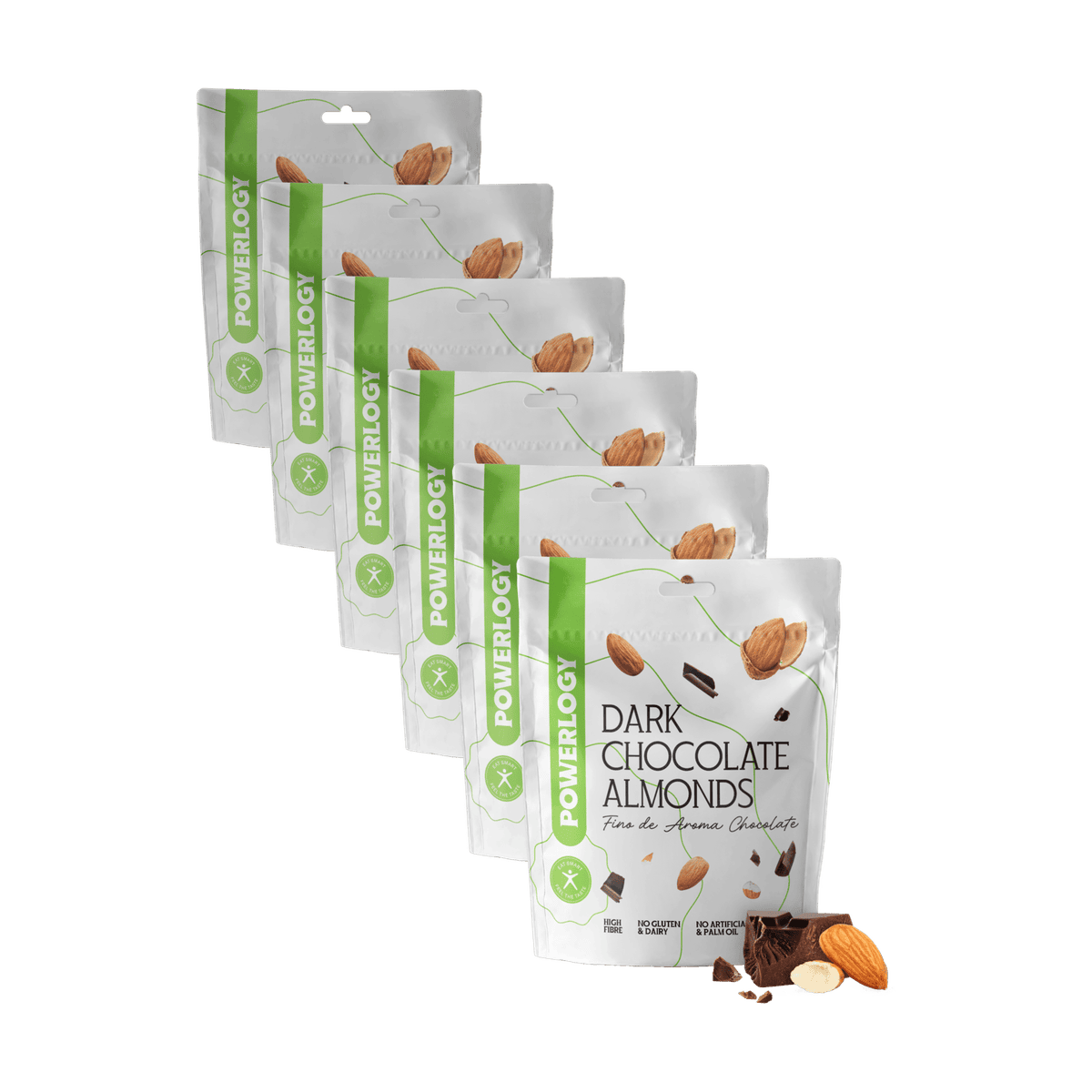 Powerlogy Dark Chocolate Almonds 6 x 100 g