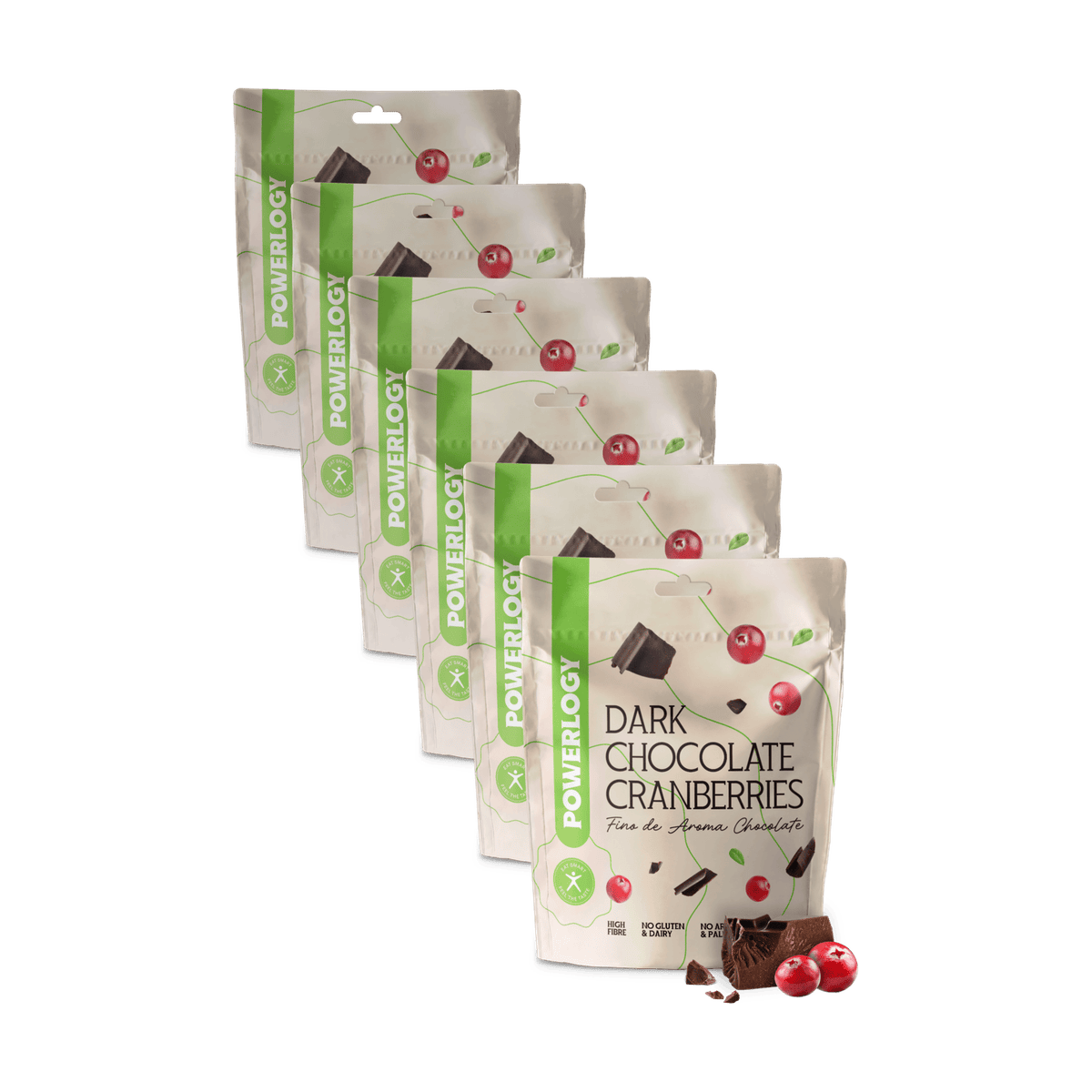 Powerlogy Dark Chocolate Cranberries 6 x 100 g