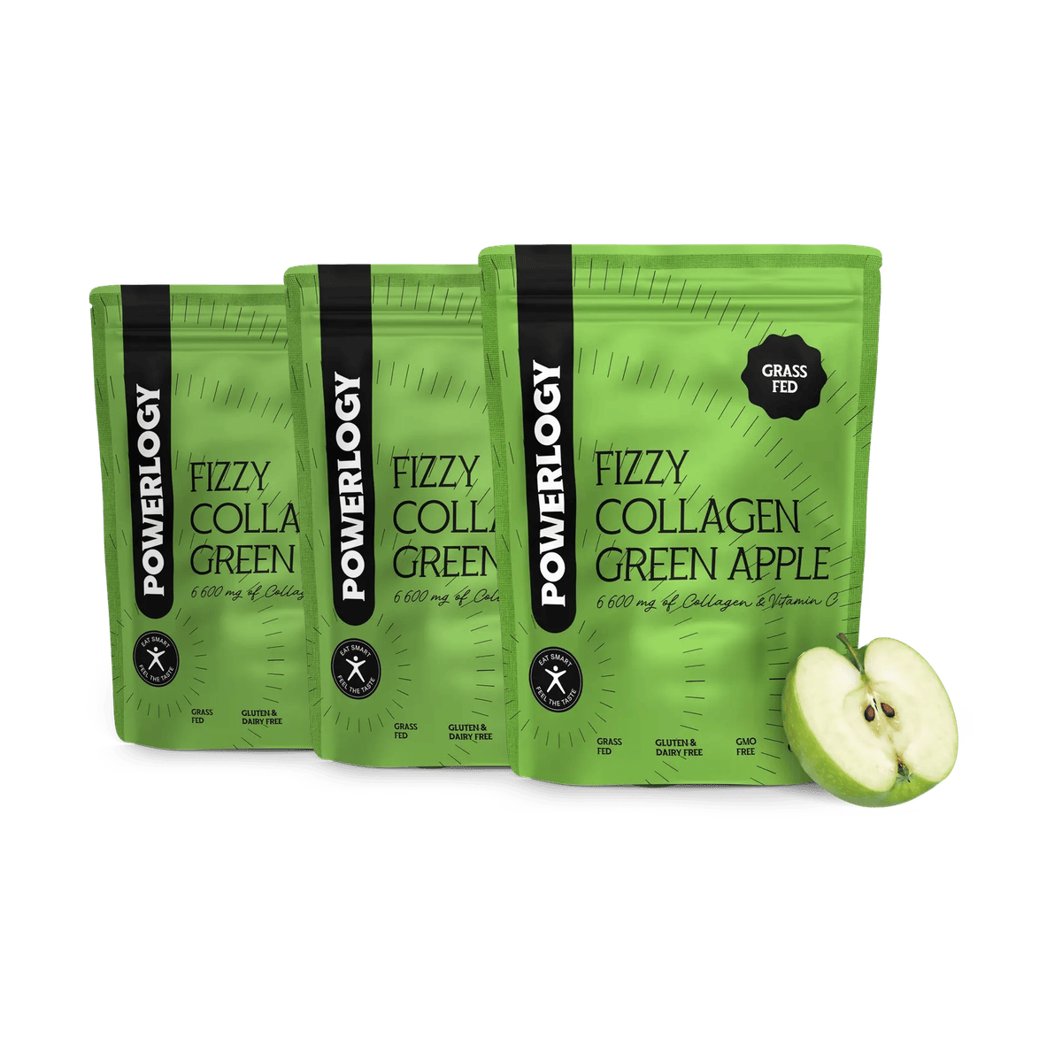 Powerlogy Fizzy Collagen Green Apple 3 x 300 g