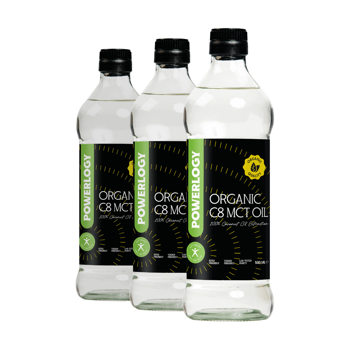 Powerlogy Organic C8 MCT Oil 3 x 500 ml
