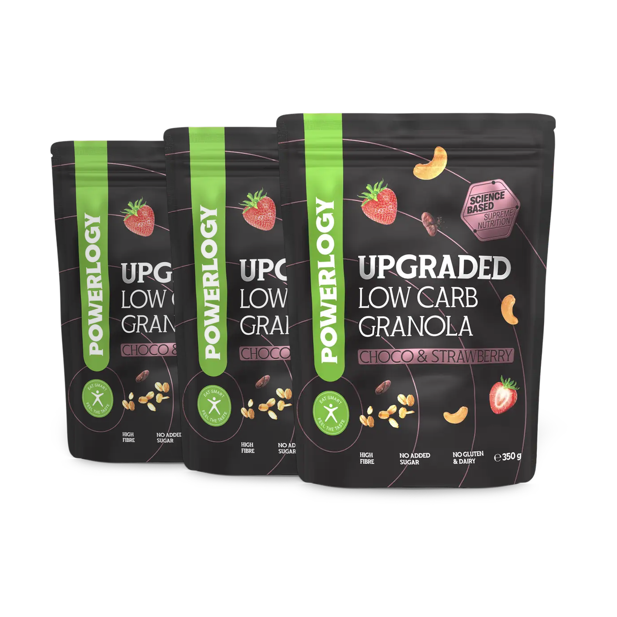 Powerlogy Upgraded Low Carb Granola Choco & Strawberry 3 x 350 g