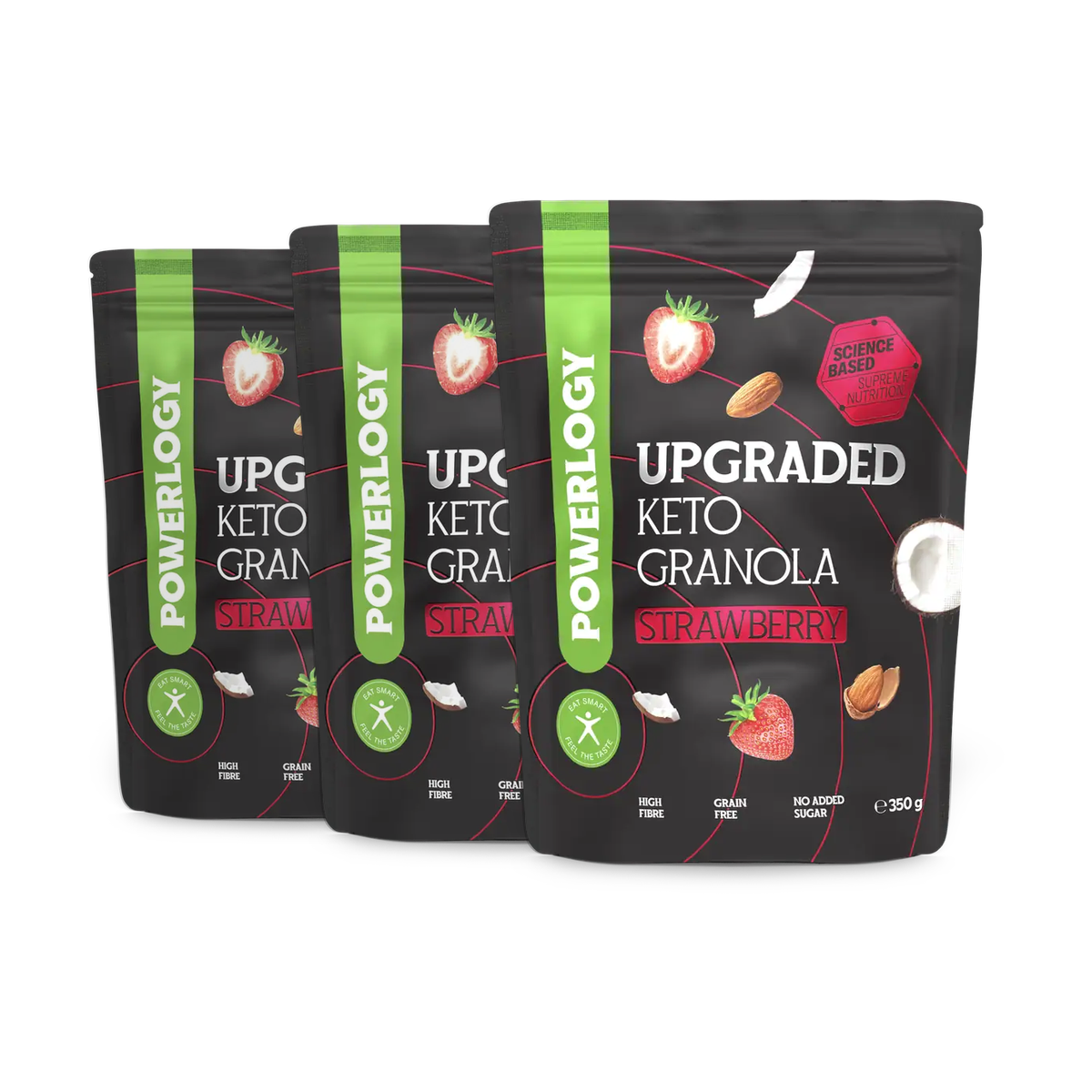 Powerlogy Upgraded Keto Granola Strawberry 3 x 350 g