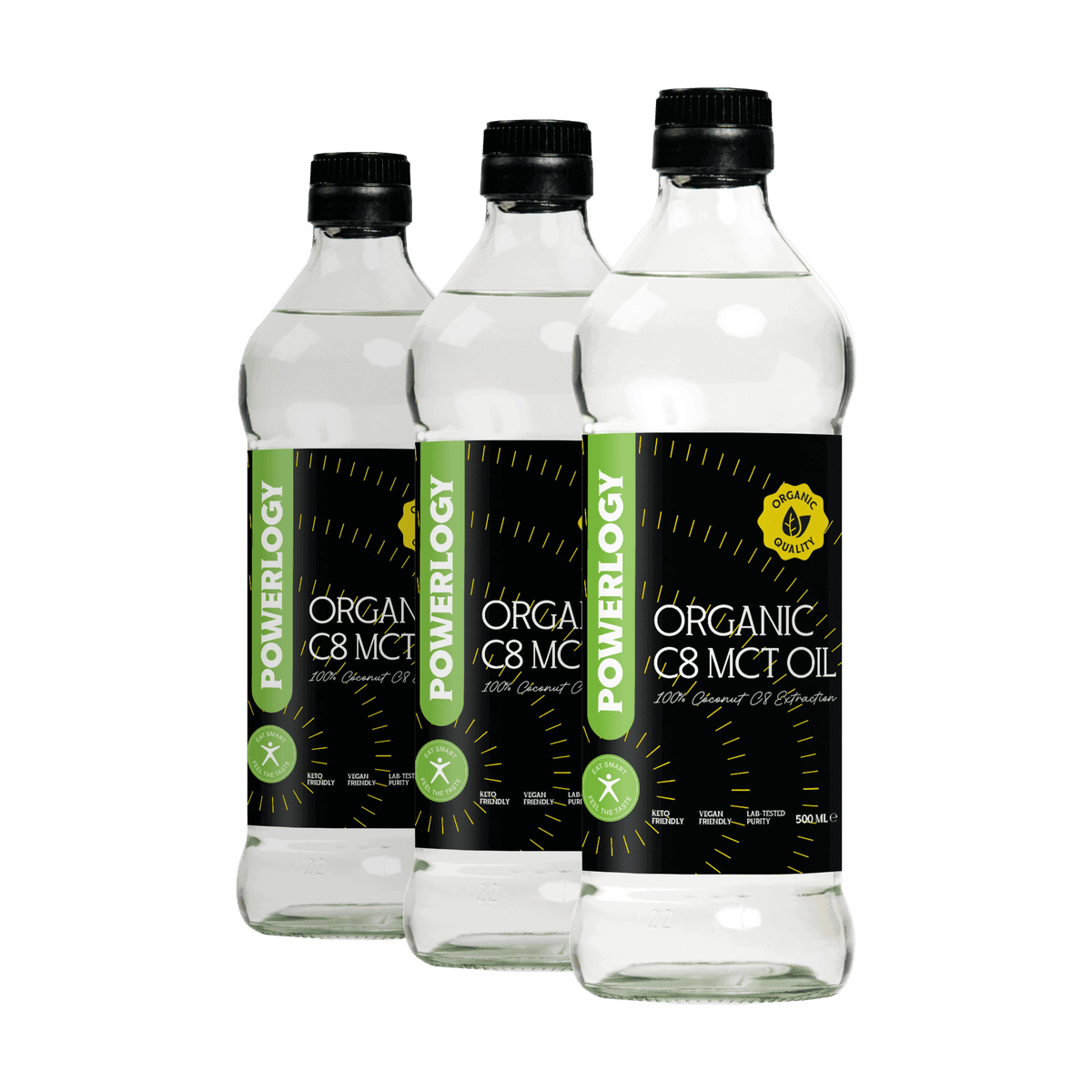 Powerlogy Organic C8 MCT Oil 3 x 500 ml