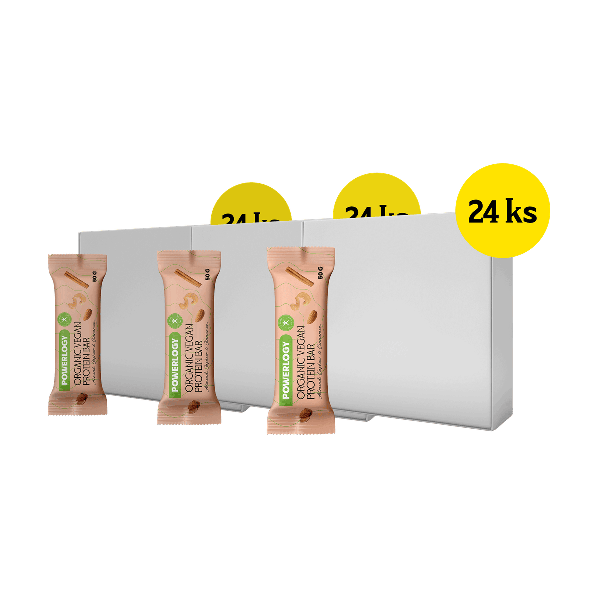 Powerlogy Organic Vegan Protein Bar 3 x 24 x 50 g