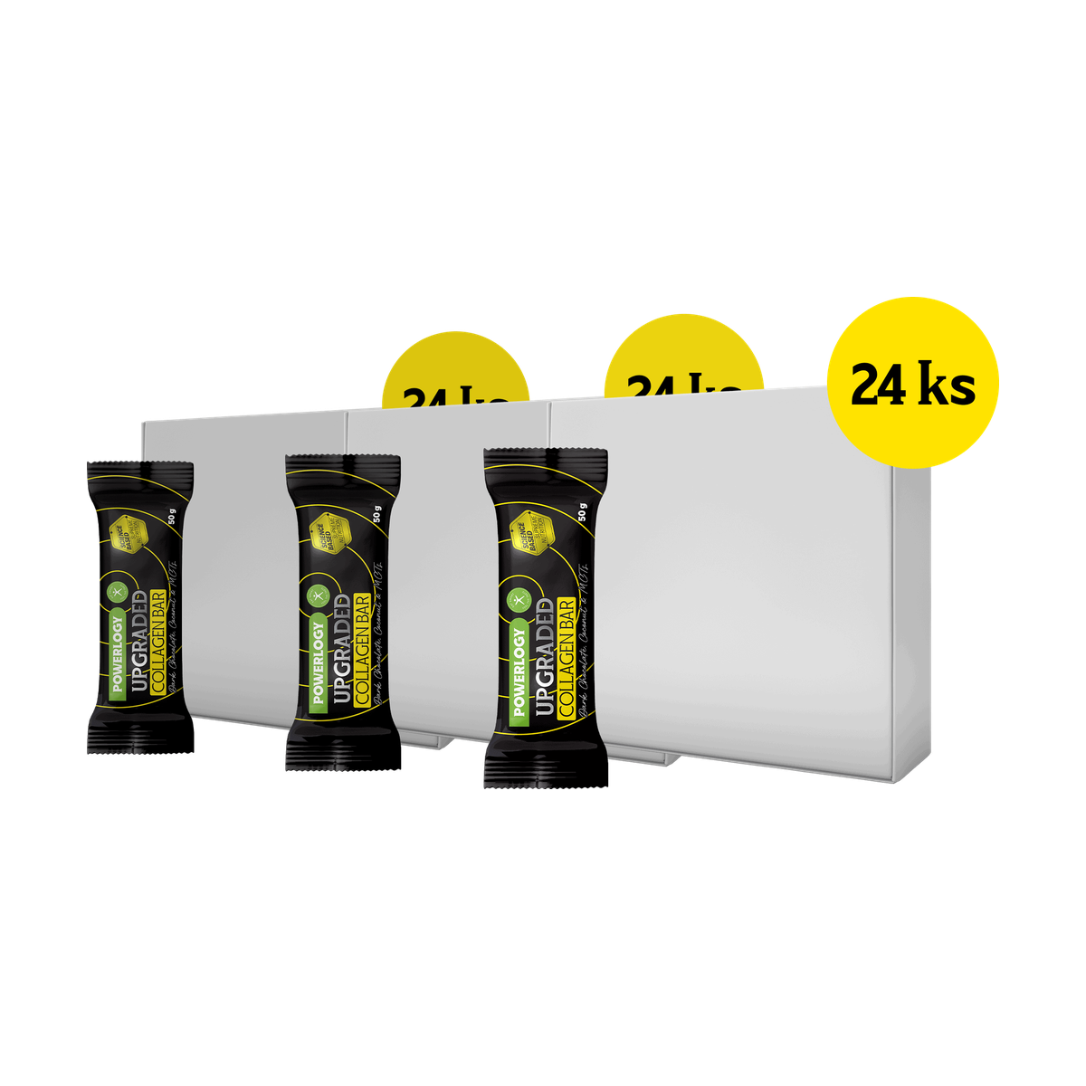 Powerlogy Upgraded Collagen Bar Dark Chocolate 3 x 24 x 50 g