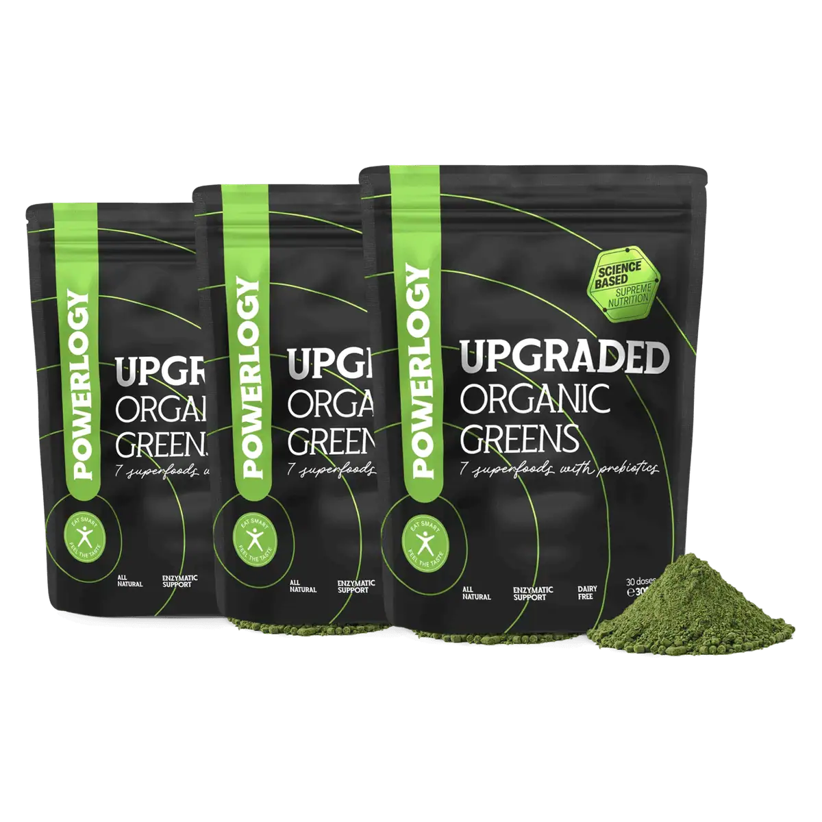 Powerlogy Upgraded Organic Greens 300 g 3 x