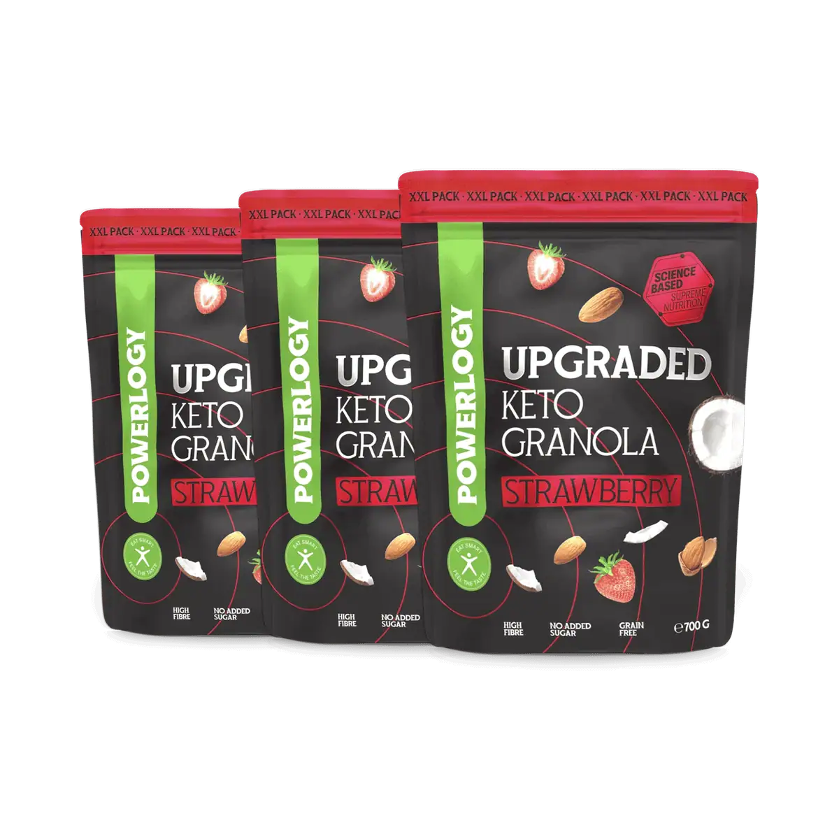 Powerlogy Upgraded Keto Granola Strawberry 700 g 3 x