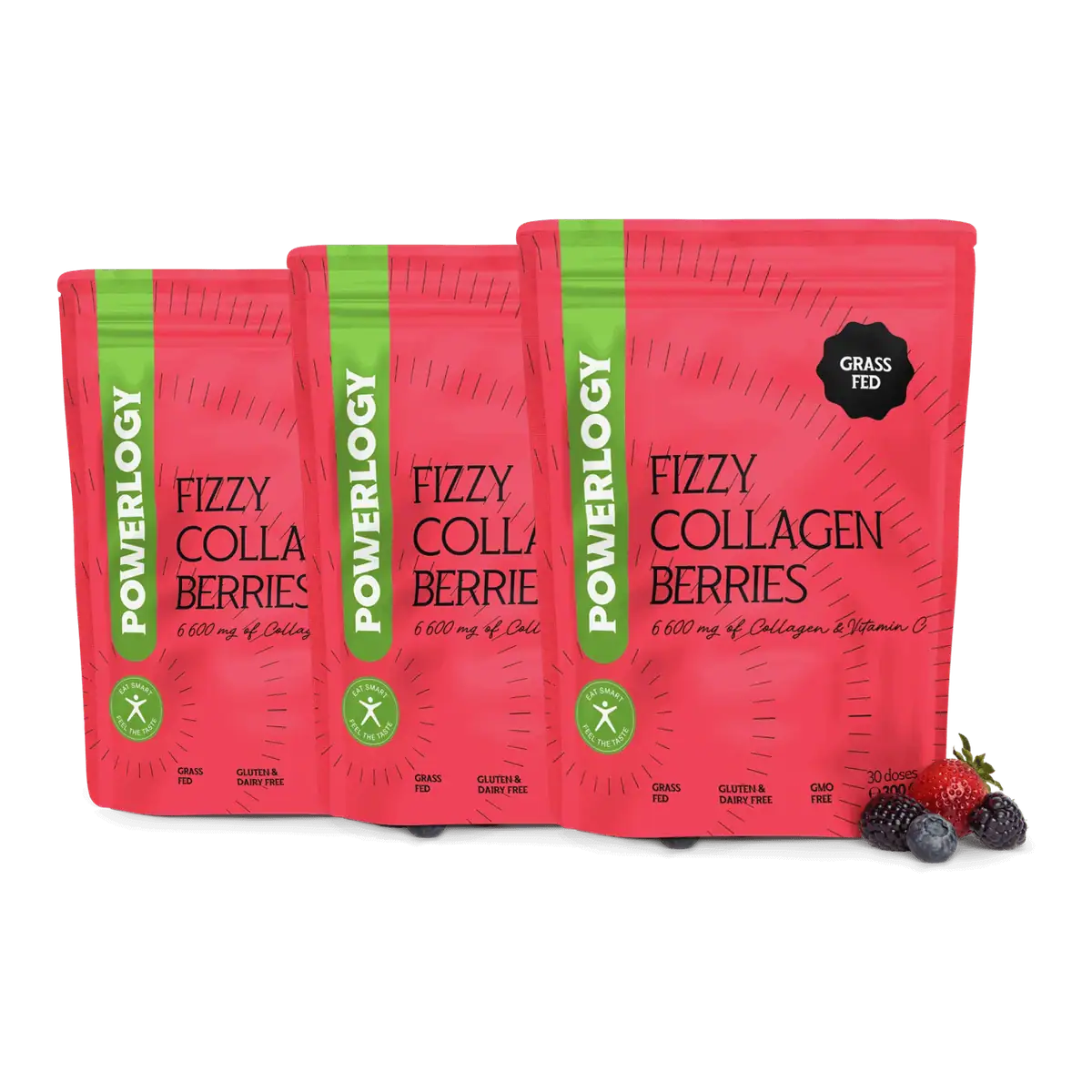 Powerlogy Fizzy Collagen Berries 300 g 3 x