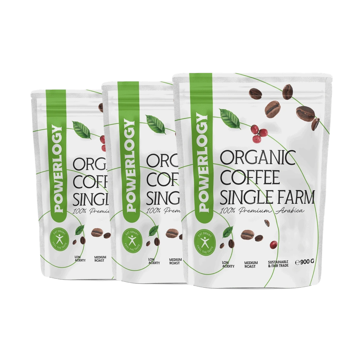 Powerlogy Organic Coffee 900 g 3 x