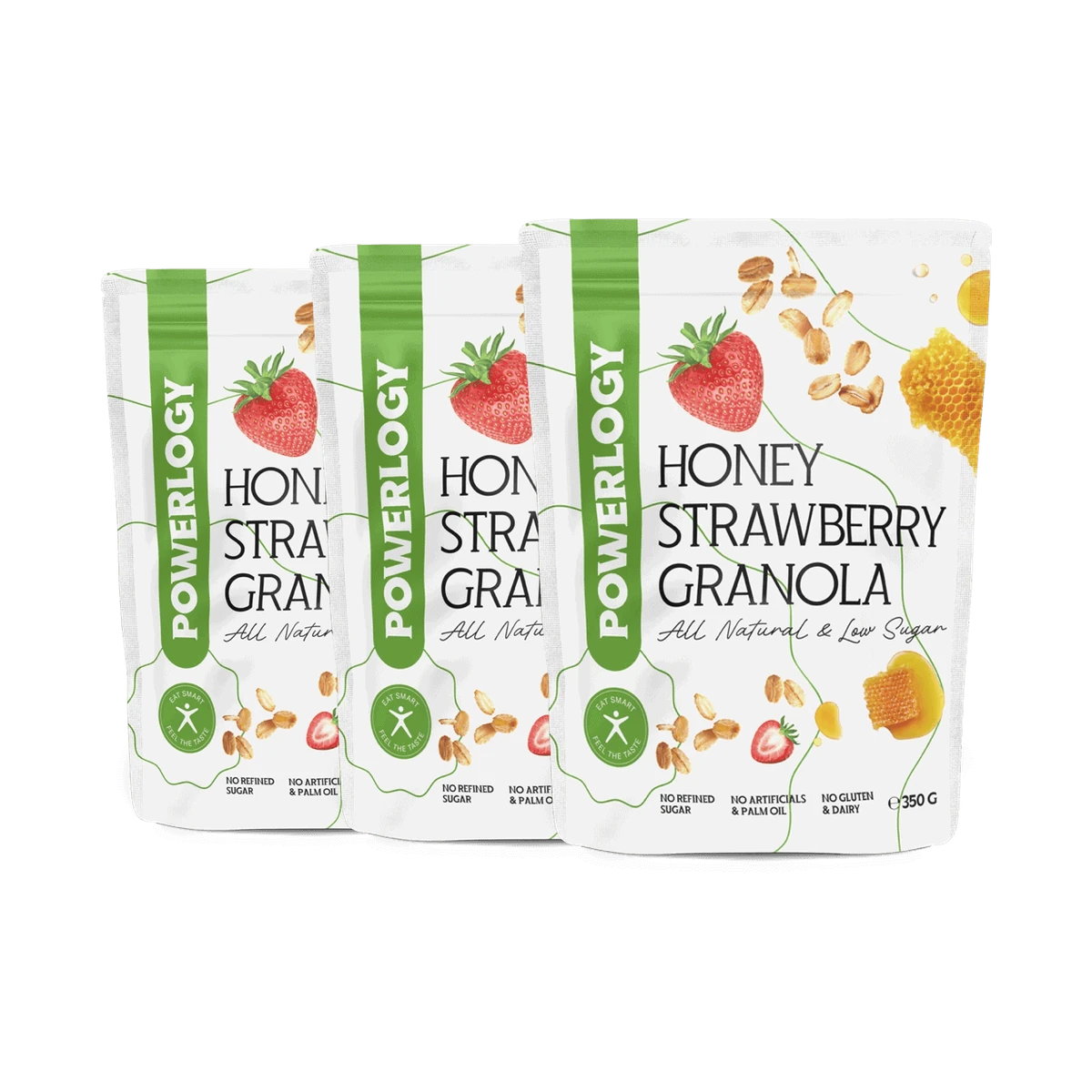 Powerlogy Honey Strawberry Granola 350 g 3 x