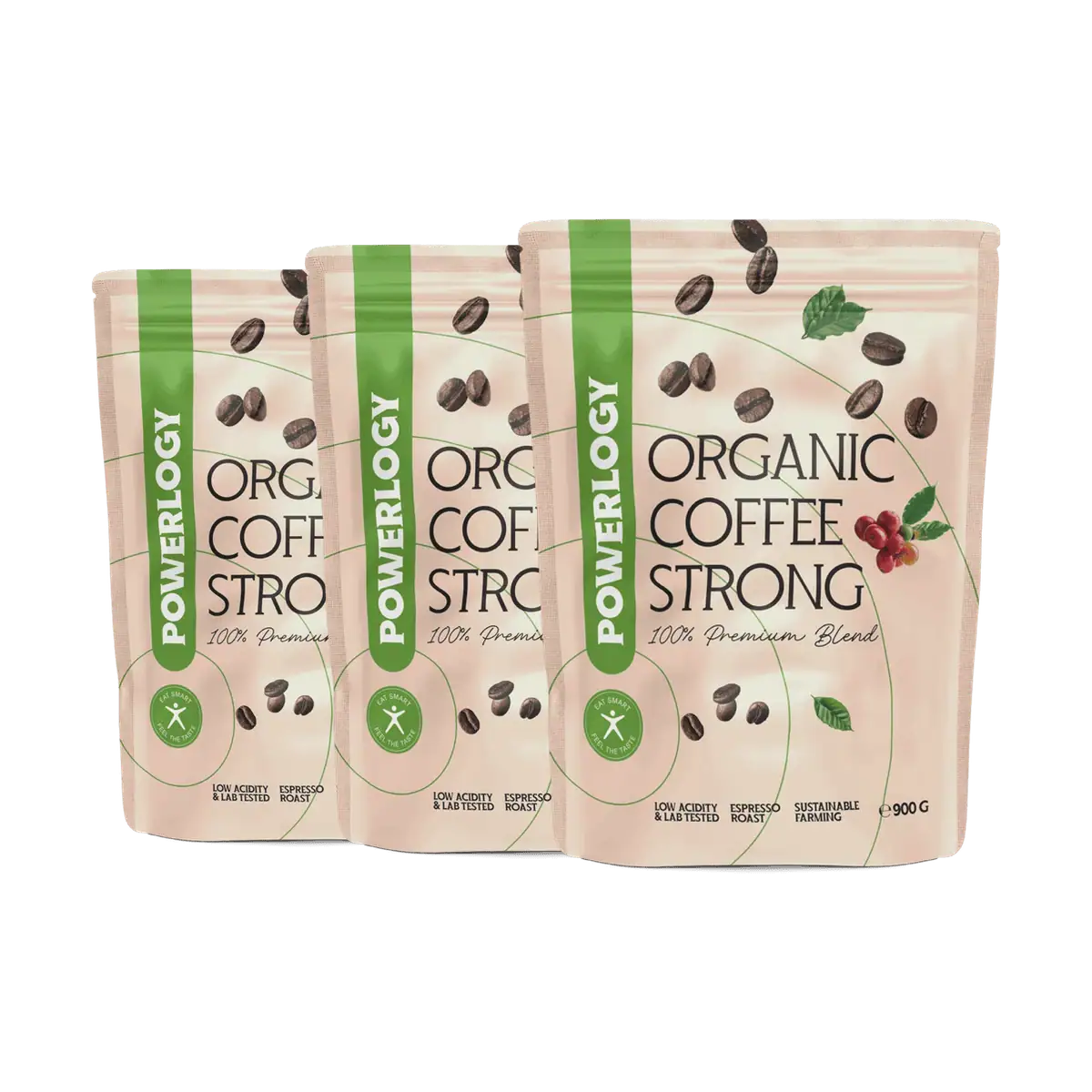 Powerlogy Organic Coffee Strong 900 g 3 x