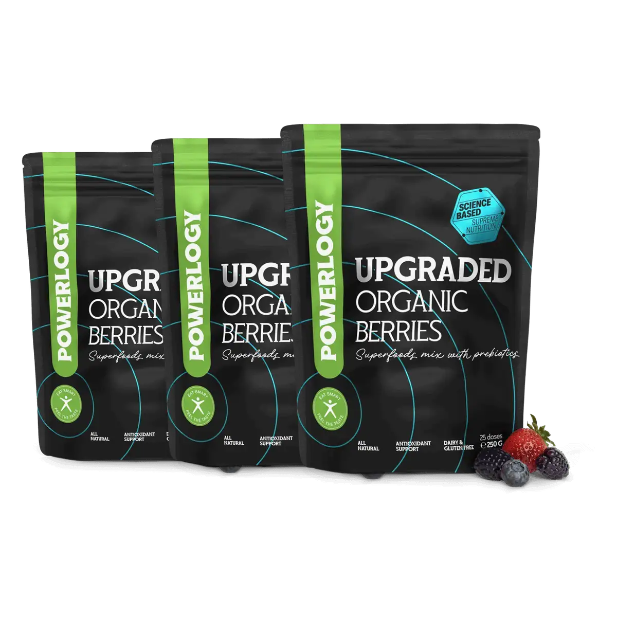 Powerlogy Upgraded Organic Berries 250 g 3 x