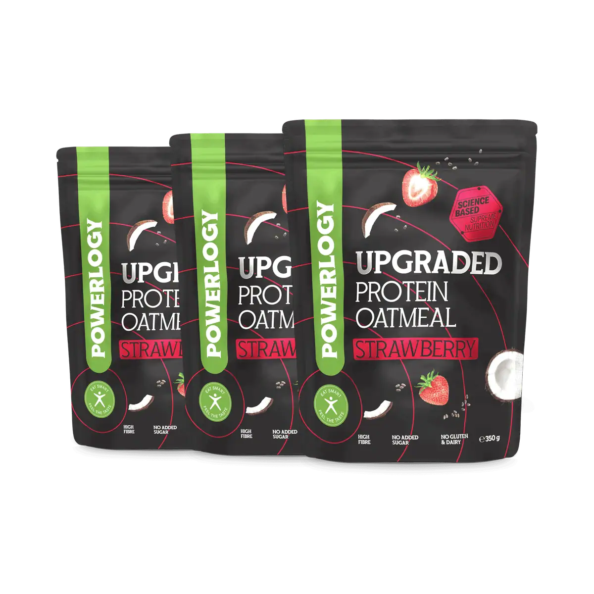 Powerlogy Upgraded Protein Oatmeal Strawberry 350 g 3 x
