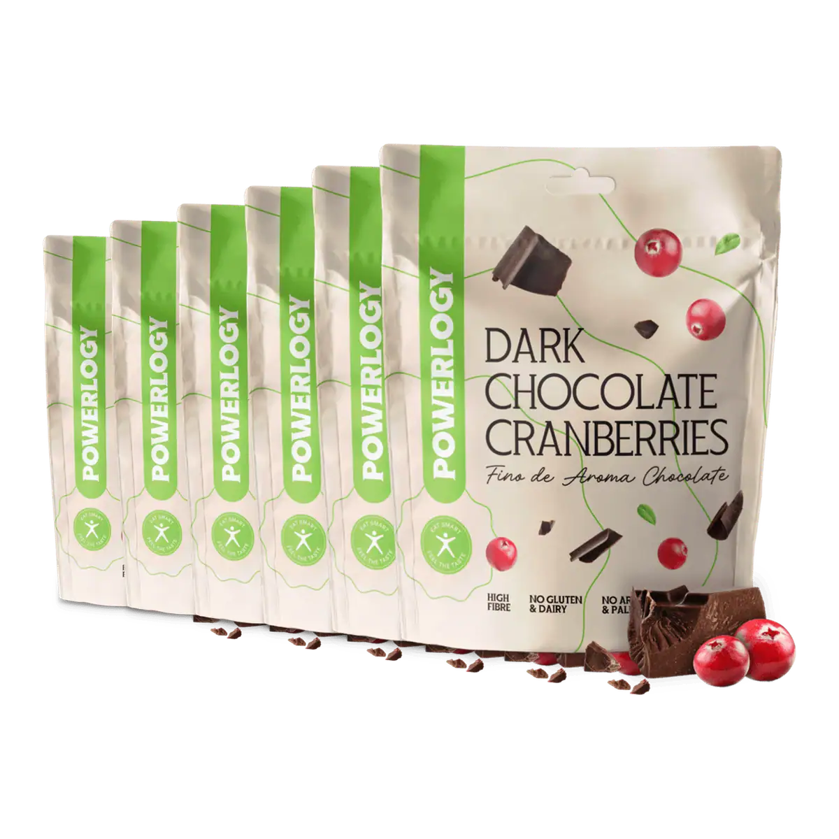 Powerlogy Dark Chocolate Cranberries 100 g 6 x