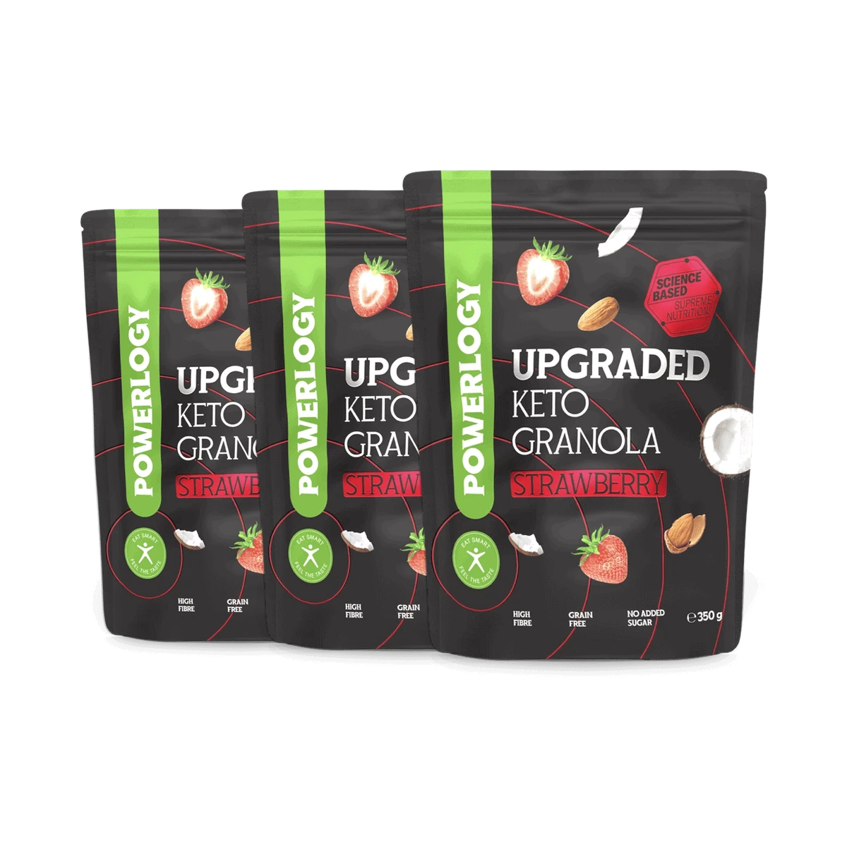 Powerlogy Upgraded Keto Granola Strawberry 350 g 3 x