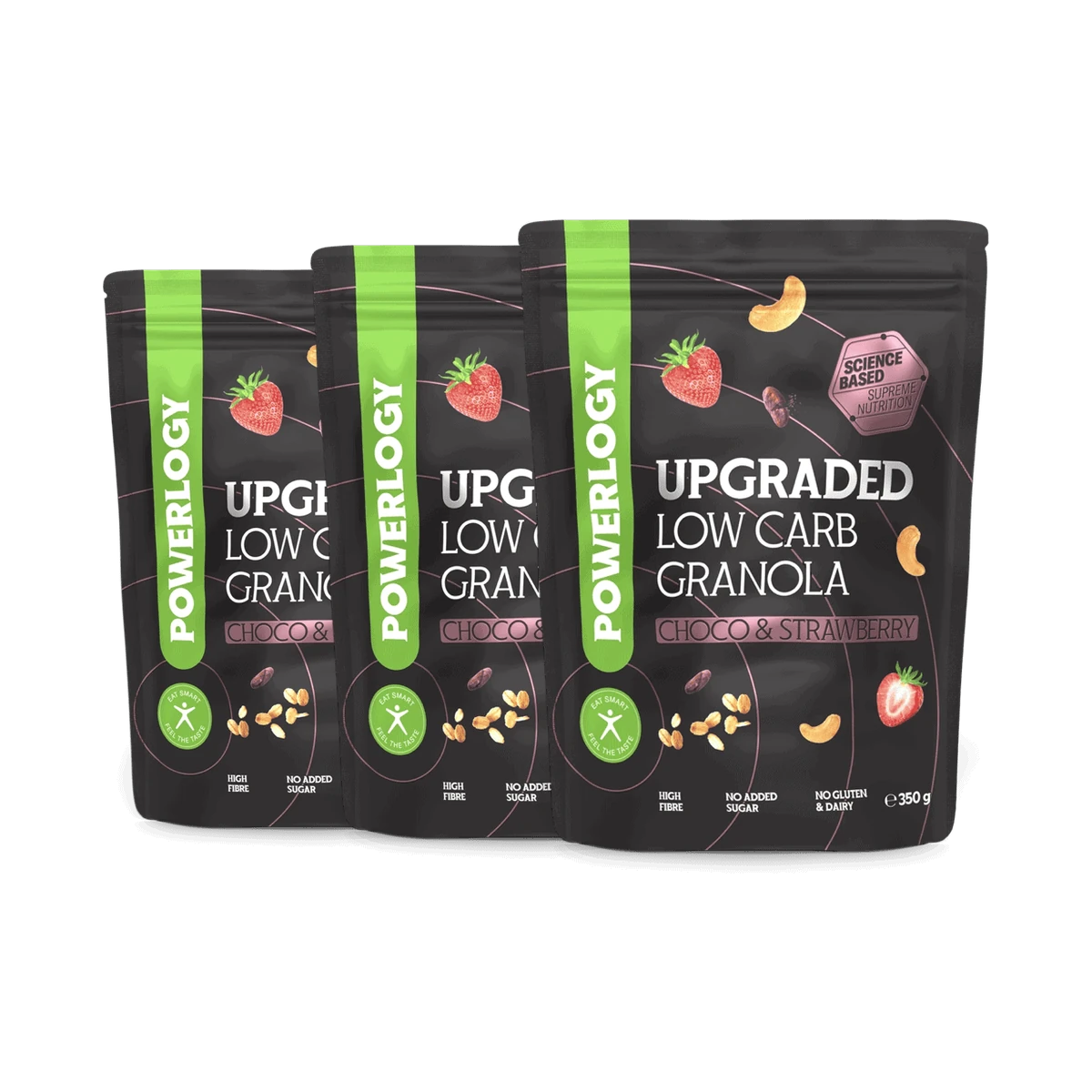 Powerlogy Upgraded Low Carb Granola Choco & Strawberry 350 g 3 x
