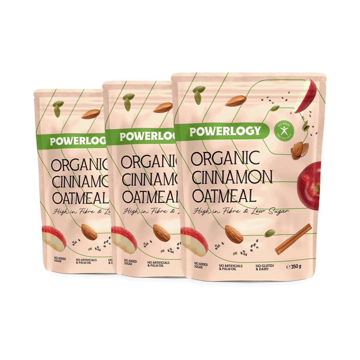 Powerlogy Organic Cinnamon Oatmeal 350 g 3 x