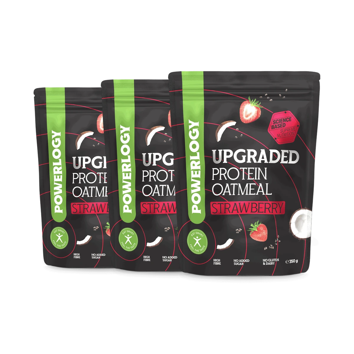 Powerlogy Upgraded Protein Oatmeal Strawberry 350 g 3 x