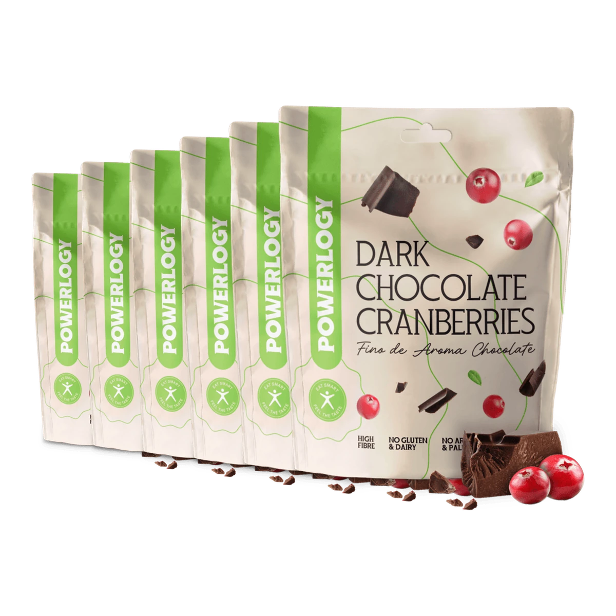 Powerlogy Dark Chocolate Cranberries 100 g 6 x