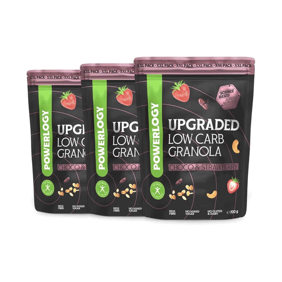 Powerlogy Upgraded Low Carb Granola Choco & Strawberry 700 g 3 x