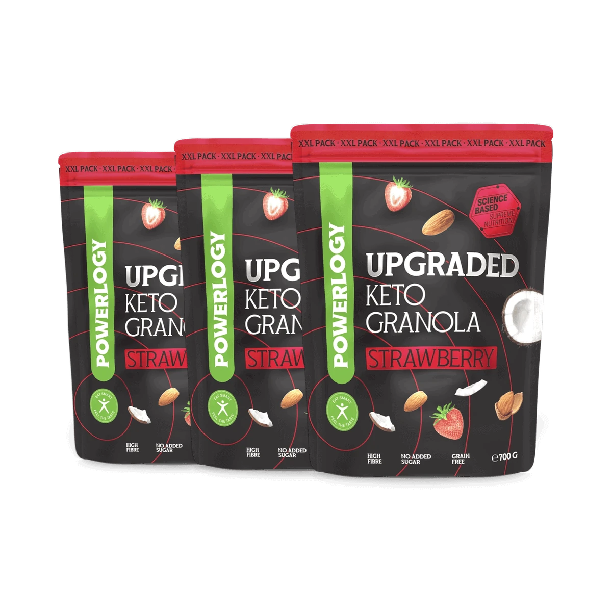 Powerlogy Upgraded Keto Granola Strawberry 700 g 3 x