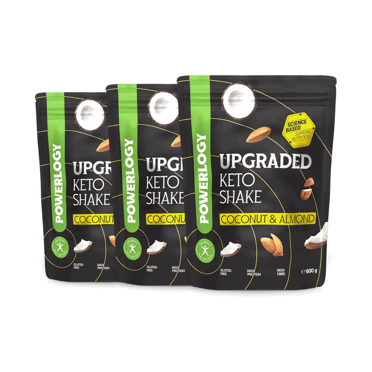 Powerlogy Upgraded Keto Shake Coconut & Almond 600 g 3 x