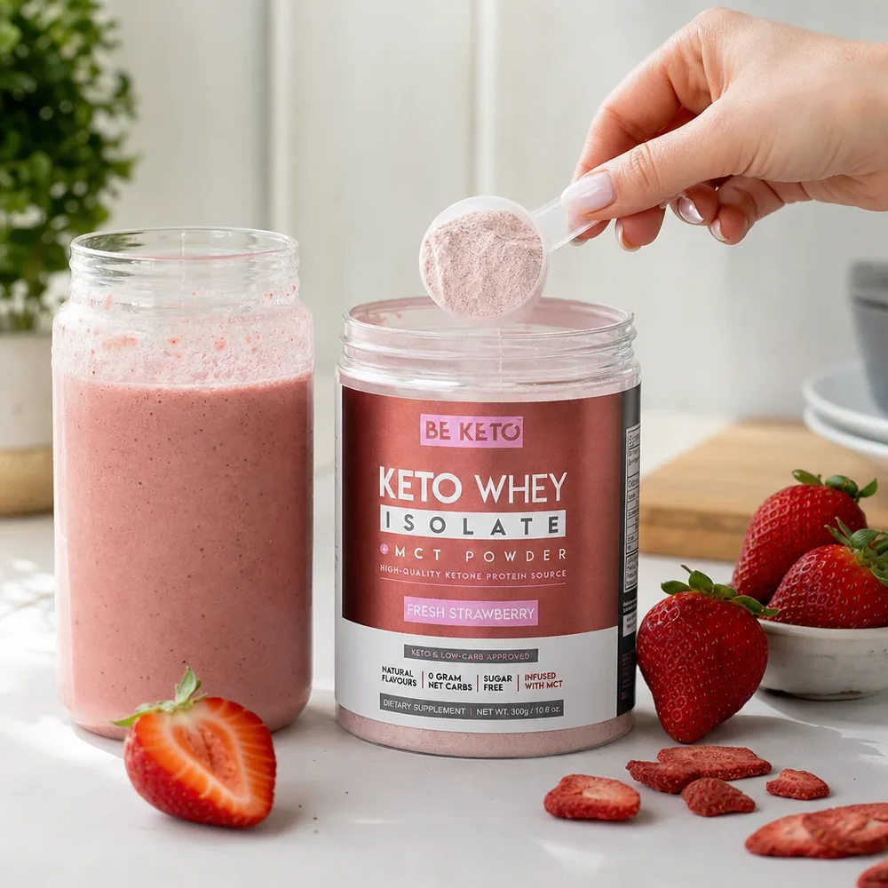BeKeto Keto Whey Isolate + MCT Fresh Strawberry 300 g