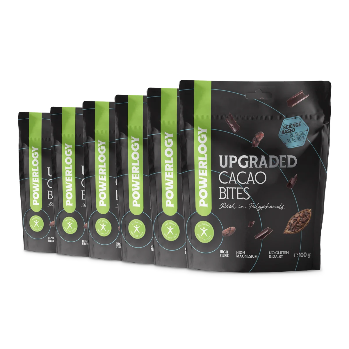 Powerlogy Upgraded Cacao Bites 100 g — 6 ks