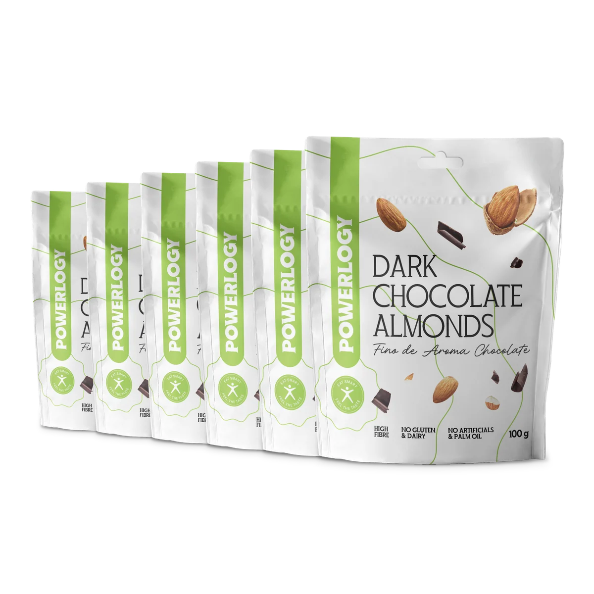 Powerlogy Dark Chocolate Almonds 100 g — 6 ks