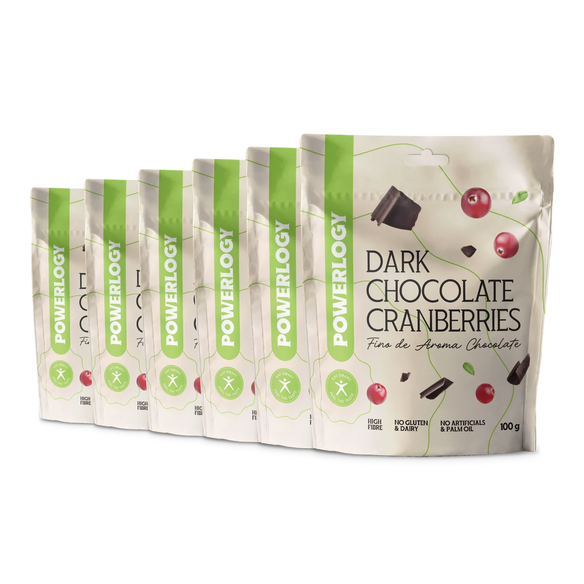 Powerlogy Dark Chocolate Cranberries 100 g — 6 ks