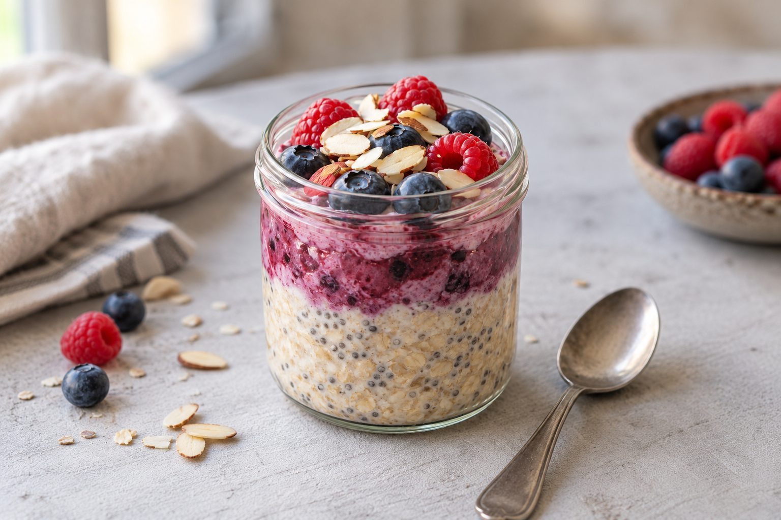 Overnight oats s lesním ovocem a jogurtem