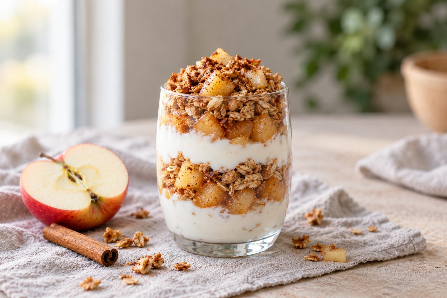 Apple parfait with protein granola