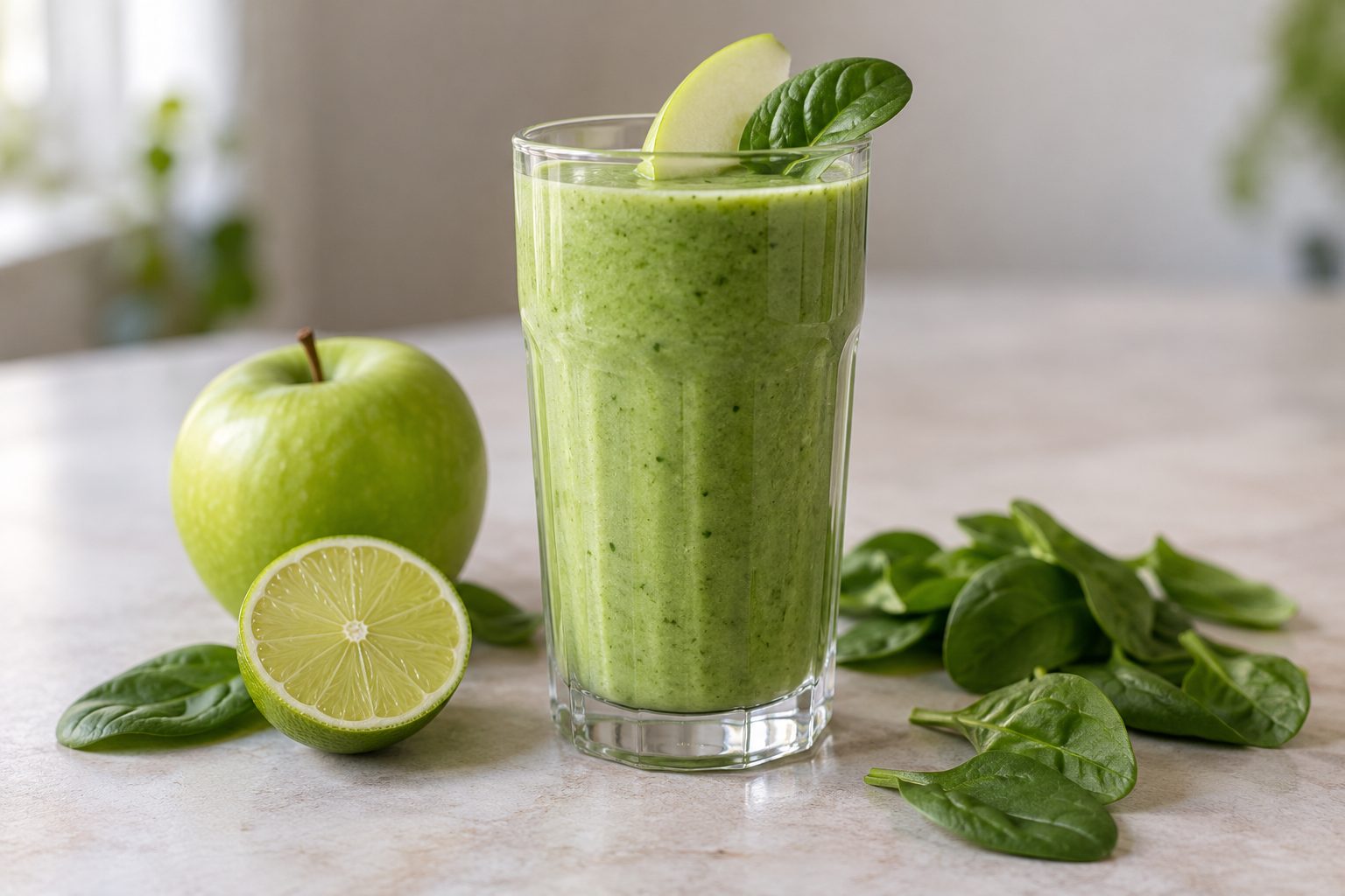 Zelené ranné smoothie s jablkom a banánom