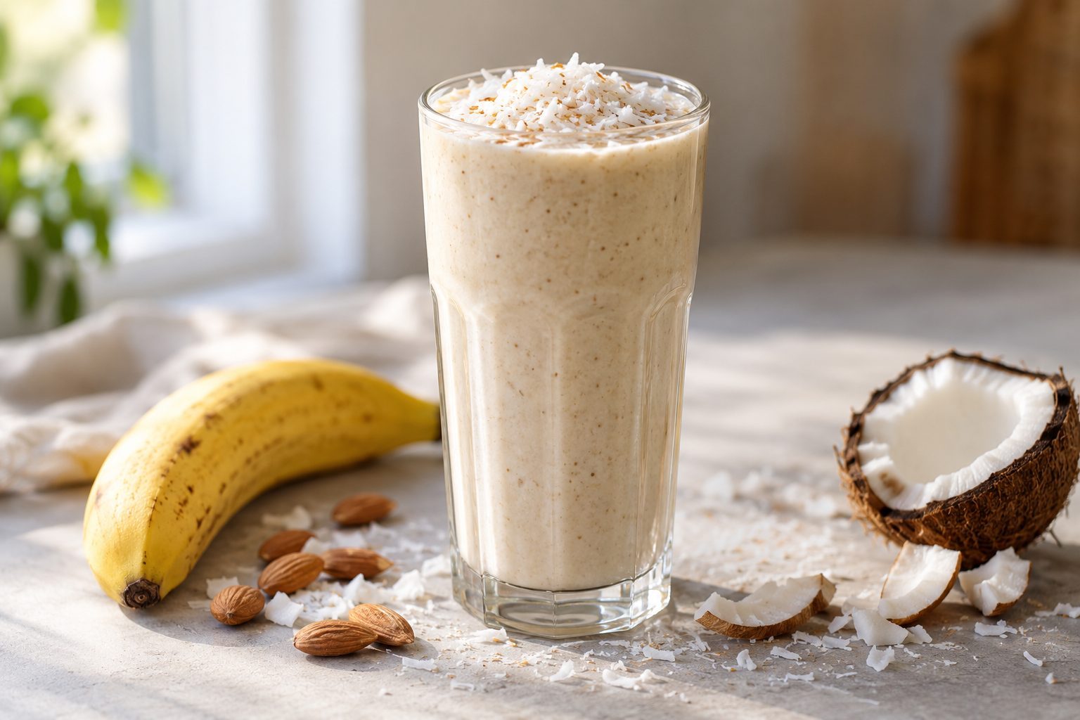 Banana coconut recovery shake after training