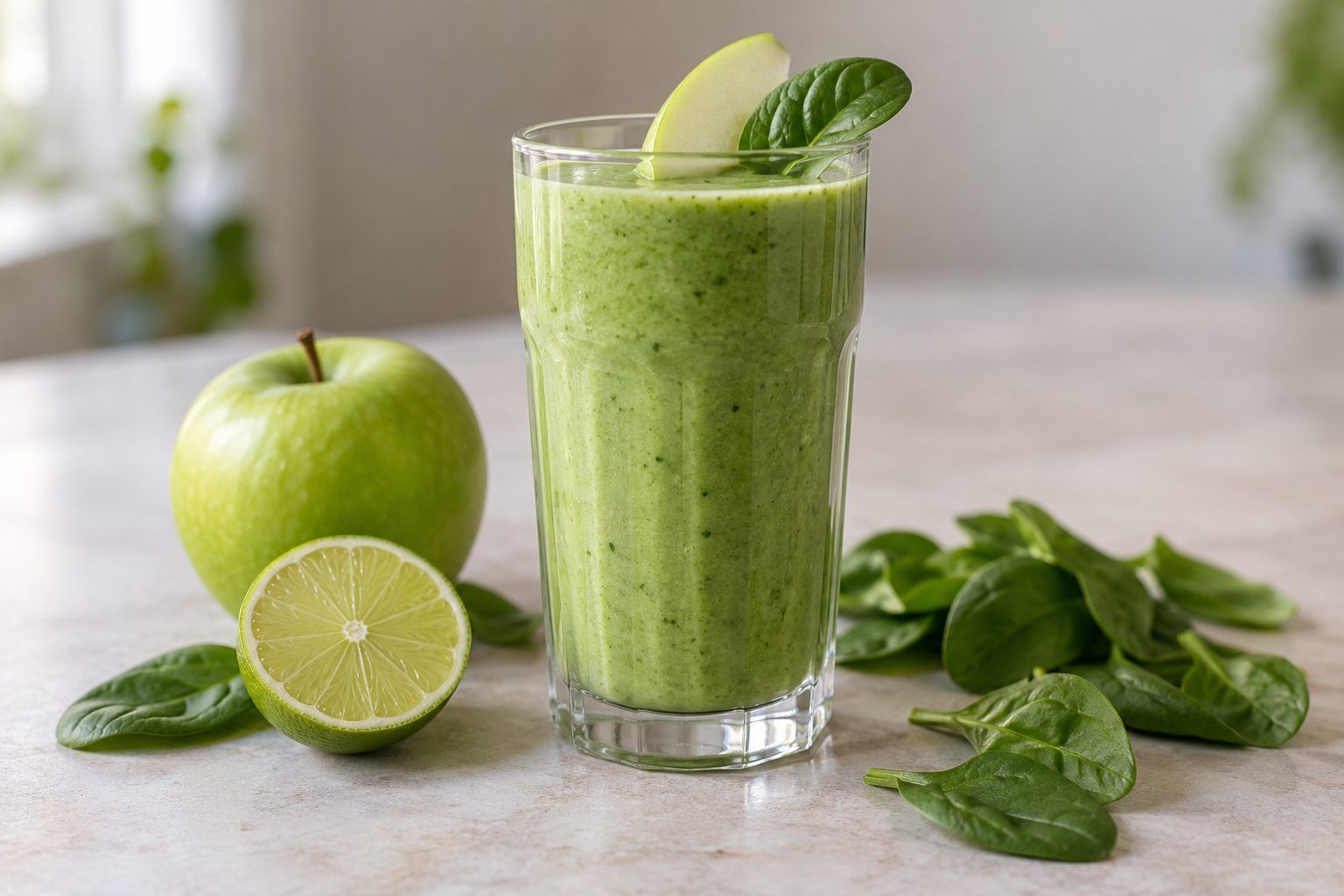 Grüner Morgen-Smoothie mit Apfel und Banane