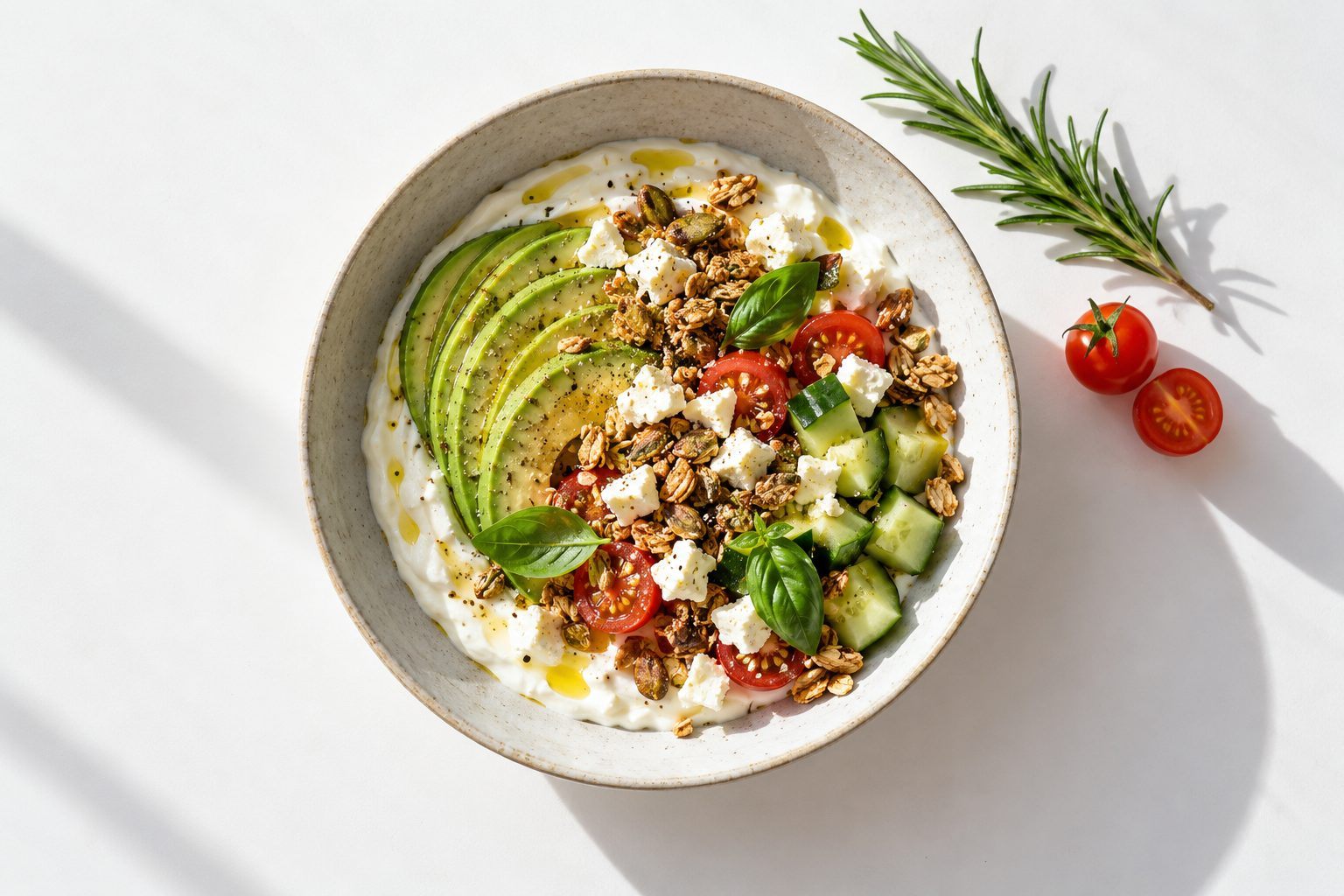 Herzhafte Joghurt-Bowl mit Rosmarin-Granola